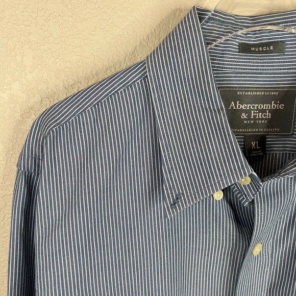 Abercrombie & Fitch‎ Men's Striped Button Down Muscle Shirts Long Sleeve Size L - Picture 4 of 12